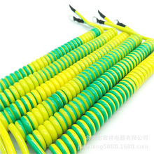 黄绿弹簧线PU接地电源线 双色PU弹簧线单芯螺旋线双色弹簧