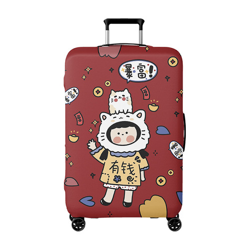 Cross-border double opening elastic suitcase cover, thick luggage bag protective cover, travel suitcase dustproof handle bag cover