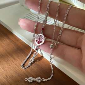 S925纯银扎基拉姆项链金刚杵抽拉链女百搭小众设计高级感简约链条