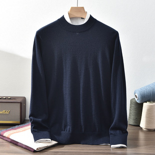 Spring 2025 New Product 68-Count Worsted 100% Pure Cashmere Men's Half Turtleneck Thin Simple Base Sweater