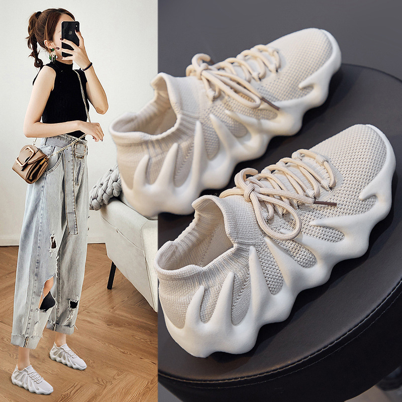 Couple Style Ins Breathable Socks and Shoes for Women 2024 Summer New Korean Style Fly Woven Xiaolongbao Running Men's Casual Shoes 450