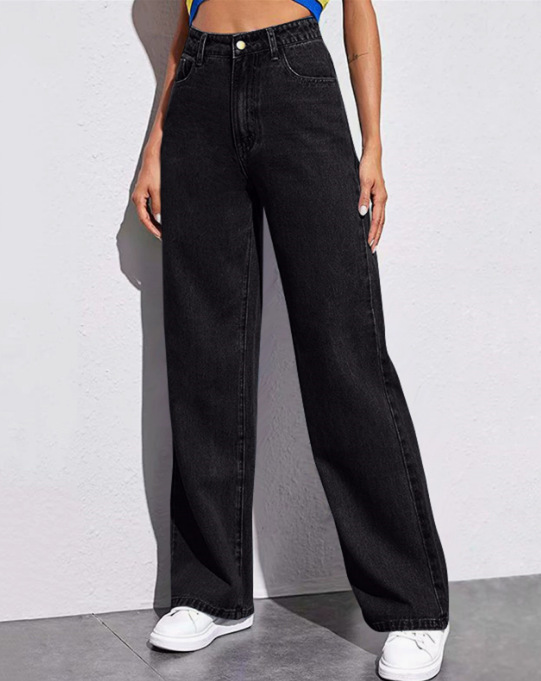 Women's Clothing Mopping Autumn And Winter Spring And Autumn Loose High Waist Straight Slim Drape Jeans_mkmklike.com