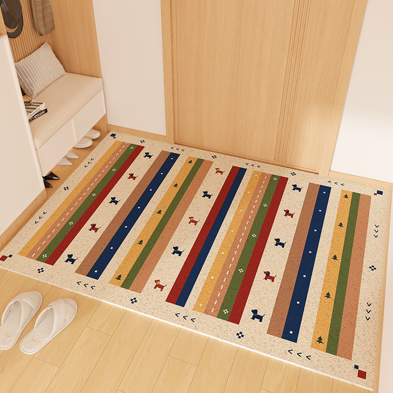 Cartoon Dopamine Entryway Doormat Silk Loop Foot Cuttable Entrance Shoe Changing Area Dust Removal Dirt Wiping Non-Slip_voghion.com