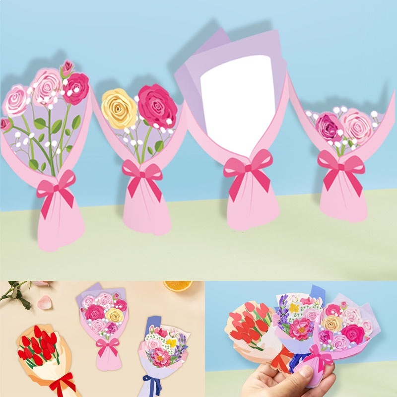 グリーティングカードの花束の新しいins花七夕教師の日のメッセージは、共通のバレンタインデーの手書きカードに感謝します|undefined