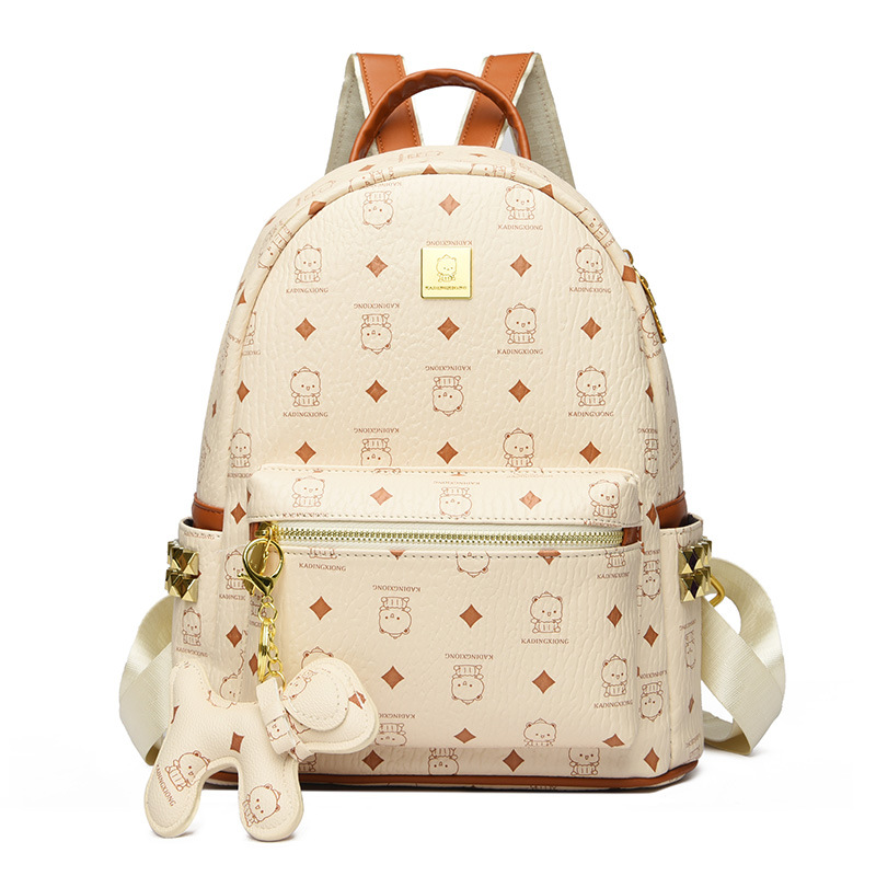 Europa y América retro popular mochila de mujer caricatura lindo oso mochila de estudiantes universitarios 2025 nueva mochila impresa
