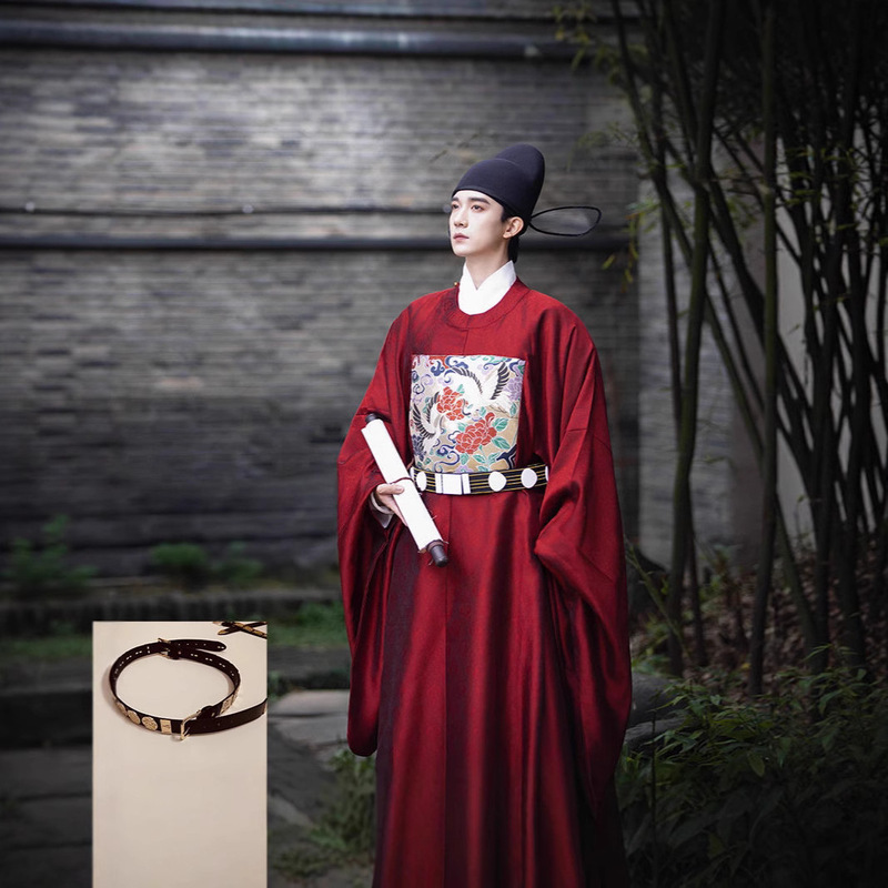 Men's Hanfu Round-Neck Robe, Tang Dynasty Ancient Costume, Adult Jianghu Gentleman's Attire, First-Class Civil Official's Supplementary Clothing, Crane Dark Pattern Cloud Men's Hanfu Round-Neck Robe, Tang Dynasty Ancient Costume, Adult Jianghu Gentleman's Attire, First-Class Civil Official's Supplementary Clothing, Crane Dark Pattern Cloud