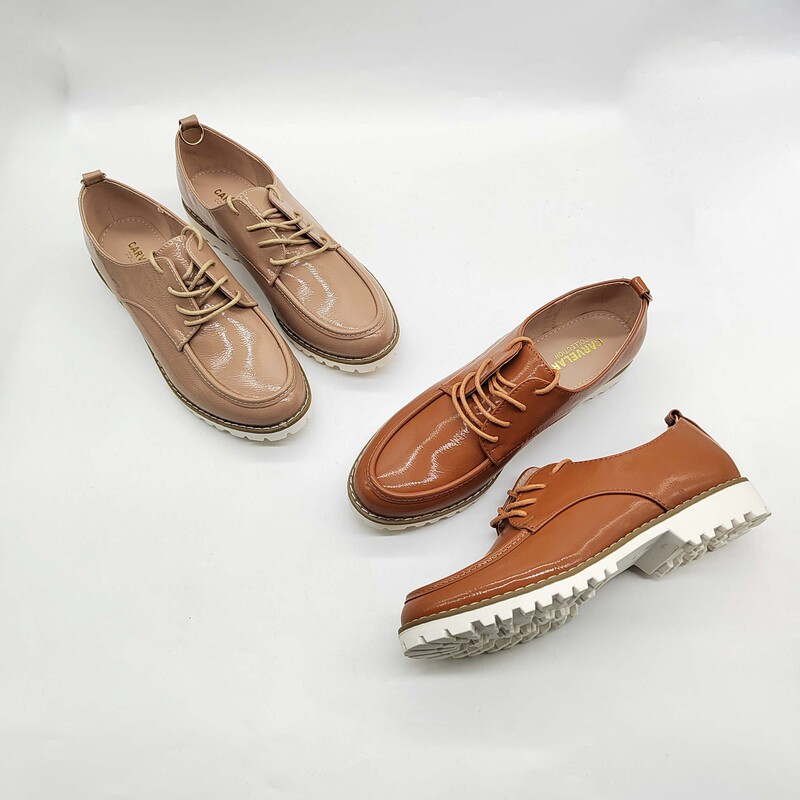 British Style Round-Toe Casual Versatile Brogue Shoes Trendy Thick-Soled Women's Shiny Low-Cut Suit Shoes