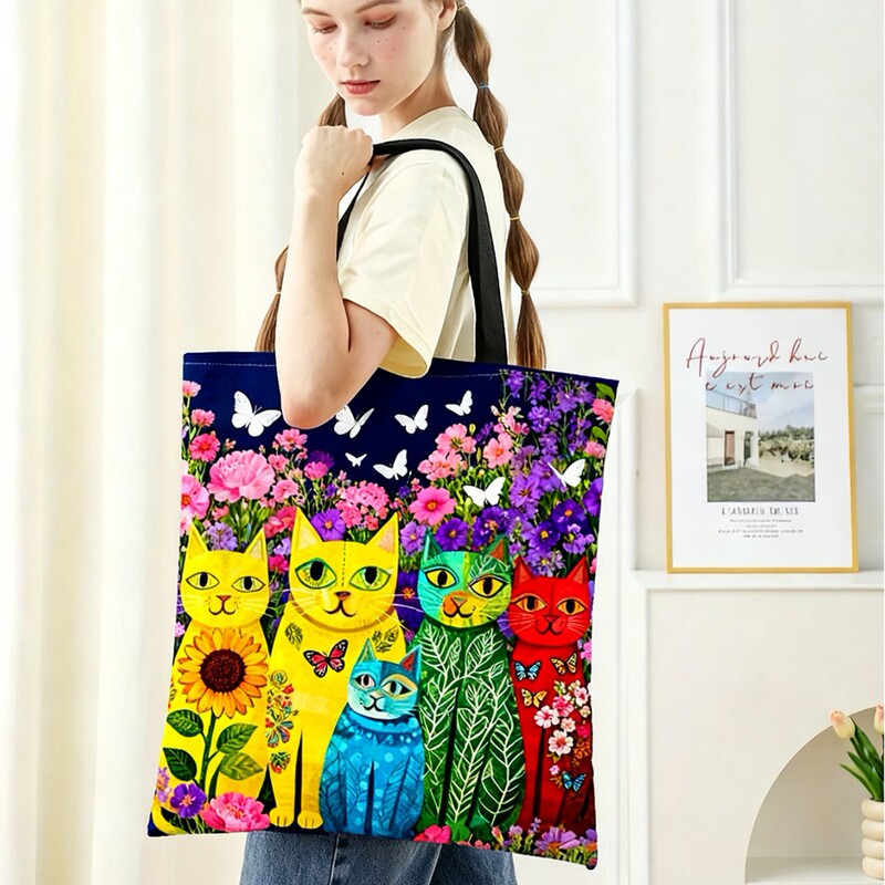 Manufacturer's Supply of Chic Cat Portable Shoulder Bag Student Tutoring Bag Student Large Capacity Environmentally Friendly Shopping Bag