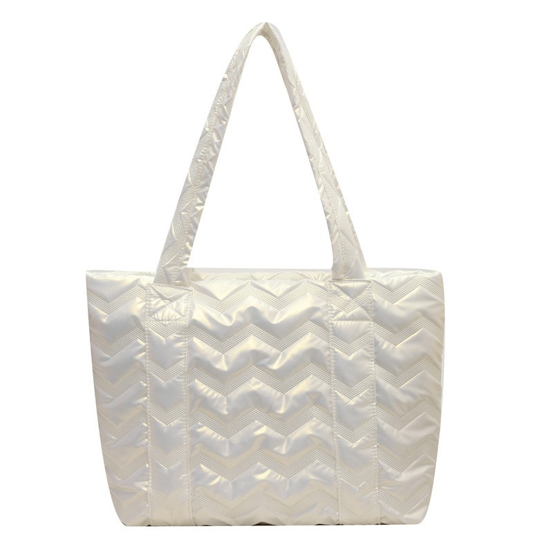 Bolso de las mujeres 2024 primavera nueva gran capacidad de algodón acolchado bolsa de asas de la moda todo-fósforo portátil de cercanías bolsa de hombro al por mayor