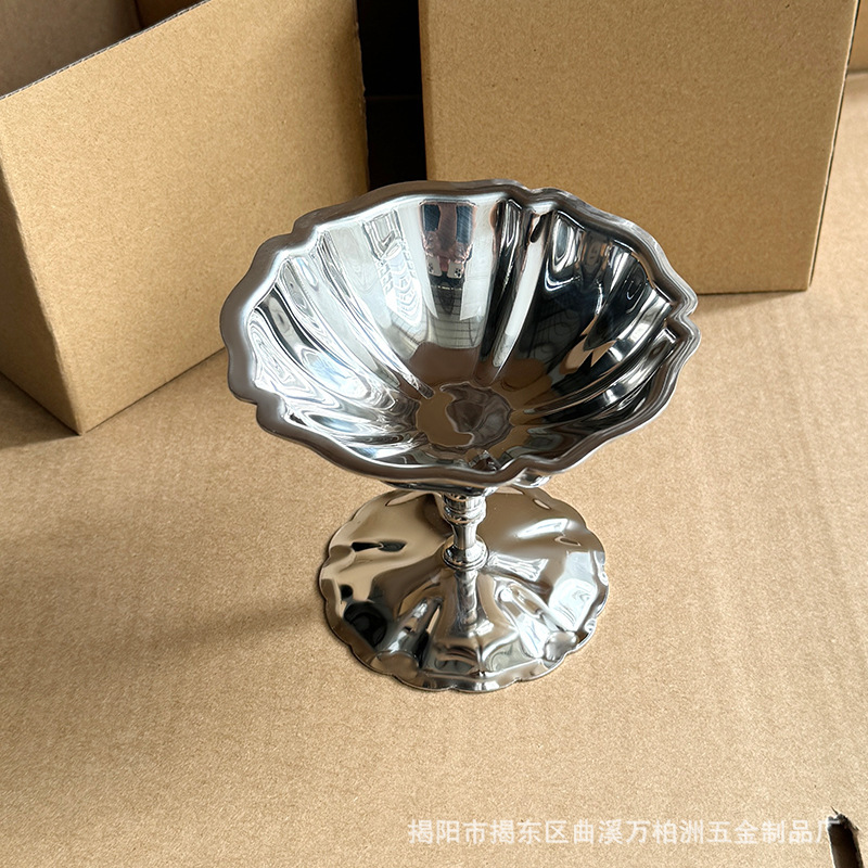 甜品杯不锈钢零食碗布丁杯小吃碟酒店冰激凌雪糕杯高脚高档甜品杯|undefined