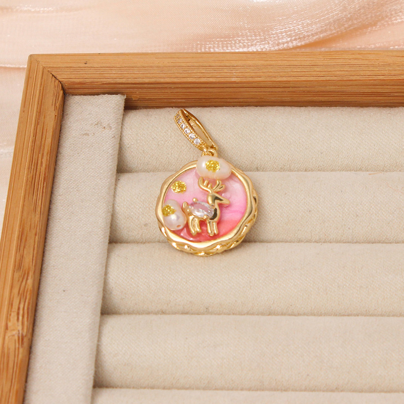 6g Weight Pendant Jewelry Making Type DIY Ornament Accessories Classification 1 Piece Quantity Freshwater Pearl, Copper Material Flower Pattern All Seasons Season Enamel Design Chinoiserie, Classical Style 1 Piece Freshwater Pearl Copper Flower Pendant 12