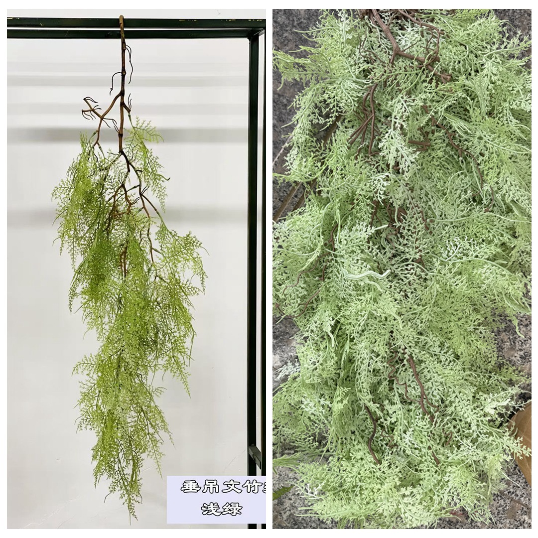 Boda suave techo planta verde techo hoja verde Mori salón de bodas decoración del Hotel Flor falsa venta al por mayor planta verde