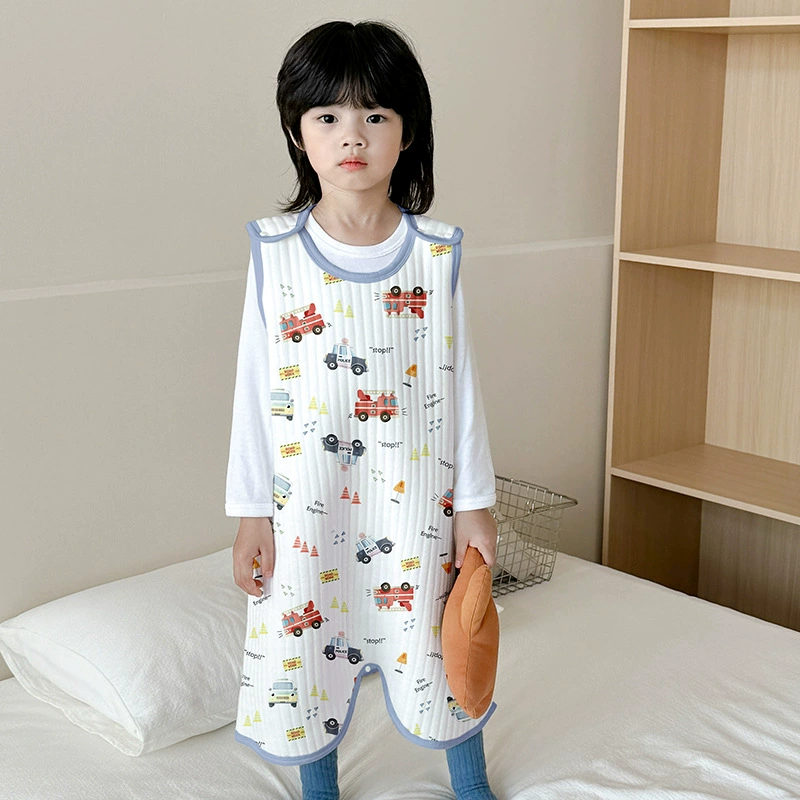 Детский цельный комбинезон-пижама из чистого хлопка в скандинавском стиле, без рукавов, с защитой от раскрывания, утолщенный, для младенцев