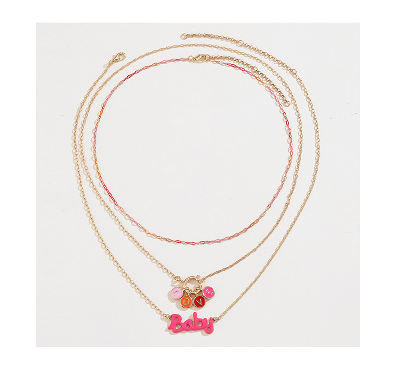 Simple Style Classic Style Heart Shape Flower Alloy Zinc Alloy Enamel Women's Layered Necklaces display picture 2