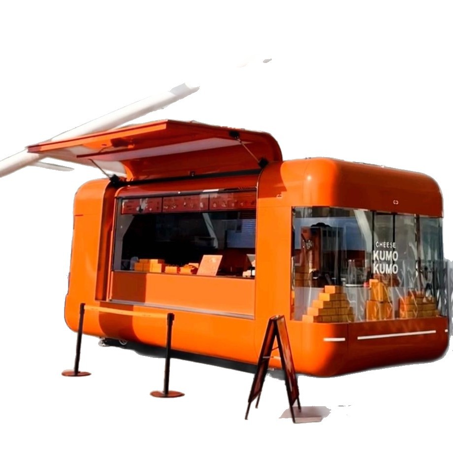 Carro de comedor multifuncional, té de leche y café, puesto de mercado nocturno comercial, tienda móvil, carro de bocadillos de cuatro ruedas, carro de comedor en línea