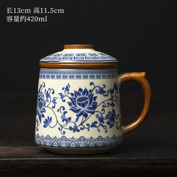 Blue and White - Ru Kiln Office Cup