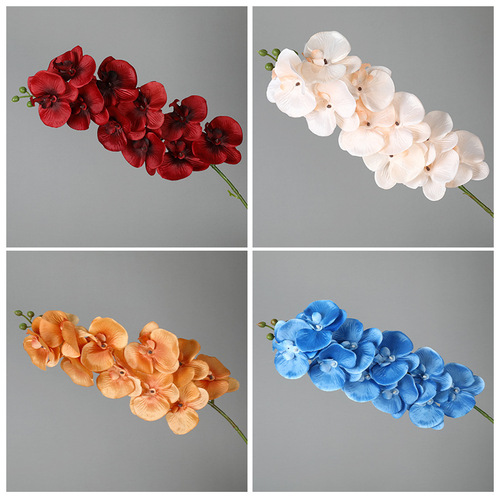 Simulated Phalaenopsis 9-head fake flower simulated flower home wedding flower arrangement high-end floral orchid wedding decoration silk flower