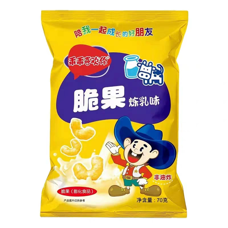 乖乖喜欢你脆果 Strawberry chocolate condensed milk flavor crisp fruit non-fried puffed food snacks 70g