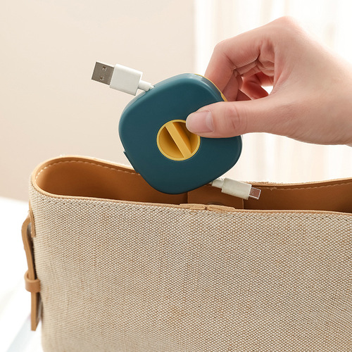 Multifunctional rotatable charging cable data cable headphone storage box portable cable winder with mobile phone holder cross-border