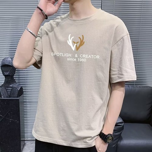 Men's Short Sleeve T-Shirt Summer Trend Brand Ins Hong Kong Style Loose Fit Casual Short Sleeve T-Shirt Top