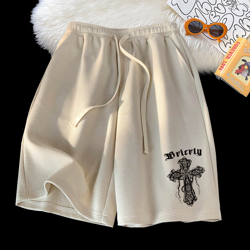 Venta directa de fábrica verano waffle casual shorts hombres verano suelto deportes pantalones hombres Moda pantalones cortos