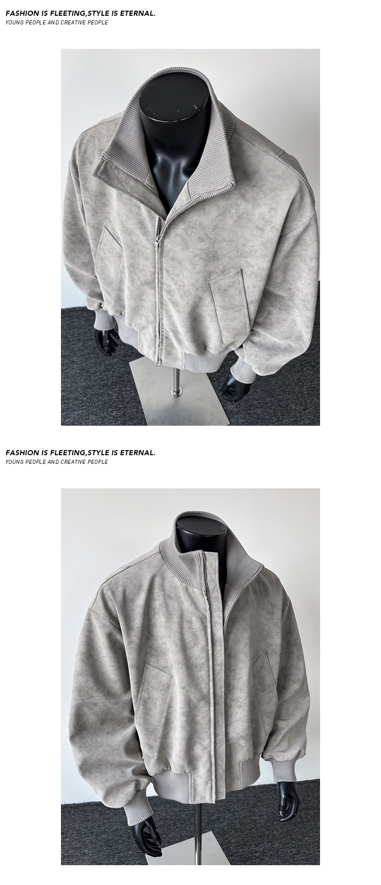 Denim Jacket Men Tie Dye Leather Effect American Retro Loose Fit_voghion.com