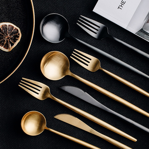 Cross-border 304 stainless steel steak knife and fork set hotel western tableware dessert spoon and fork Portuguese knife and fork spoon