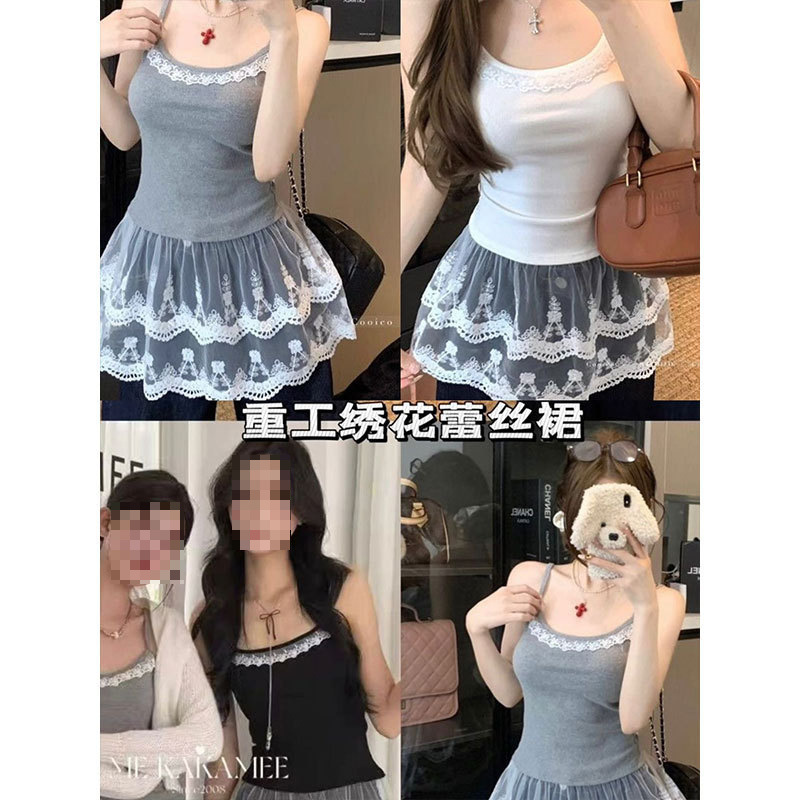 Customizable Processing and Customization, Can Add Embroidery and Printing, Sweet and Spicy Lace Patchwork Camisole for Women, Summer Outerwear and Innerwear Tank Top Customizable Processing and Customization, Can Add Embroidery and Printing, Sweet and Spicy Lace Patchwork Camisole for Women, Summer Outerwear and Innerwear Tank Top
