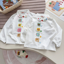 工厂直销儿童长袖T恤 25秋新刺绣幸福四伙伴小翻领学院风内搭8092