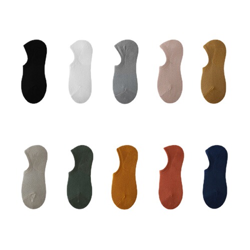 Men's Short Socks Breathable Mesh Boat Socks Thin Pure Color Athletic Non-Slip Cotton Socks Factory Wholesale