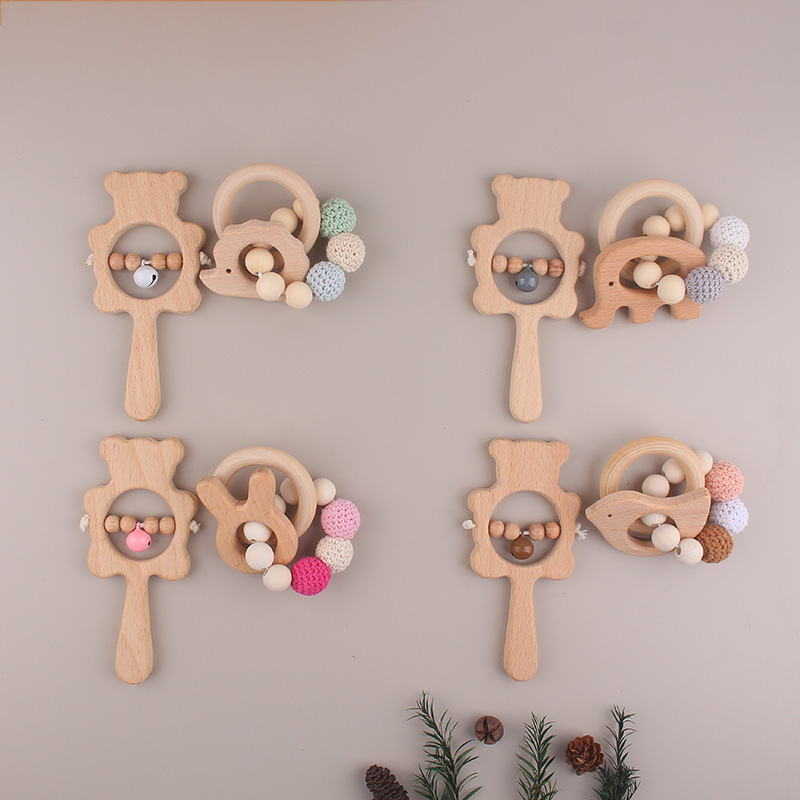 Amigo del medio ambiente pulsera animal de beech molar juguetes de silicona perlas de beech goma campana