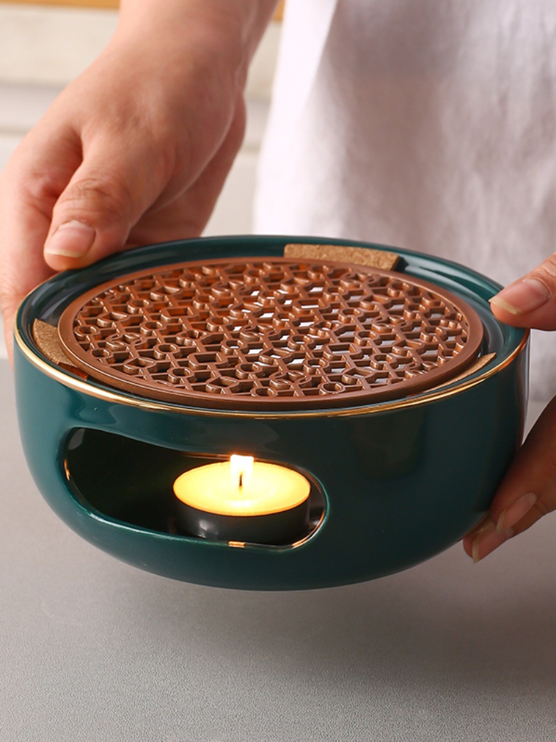 I9At Ceramic Tea Warmer Flower Teapot Candle Heating Base Household Teapot Warm Tea Stove Tea Stove Candlestick Holder Pad