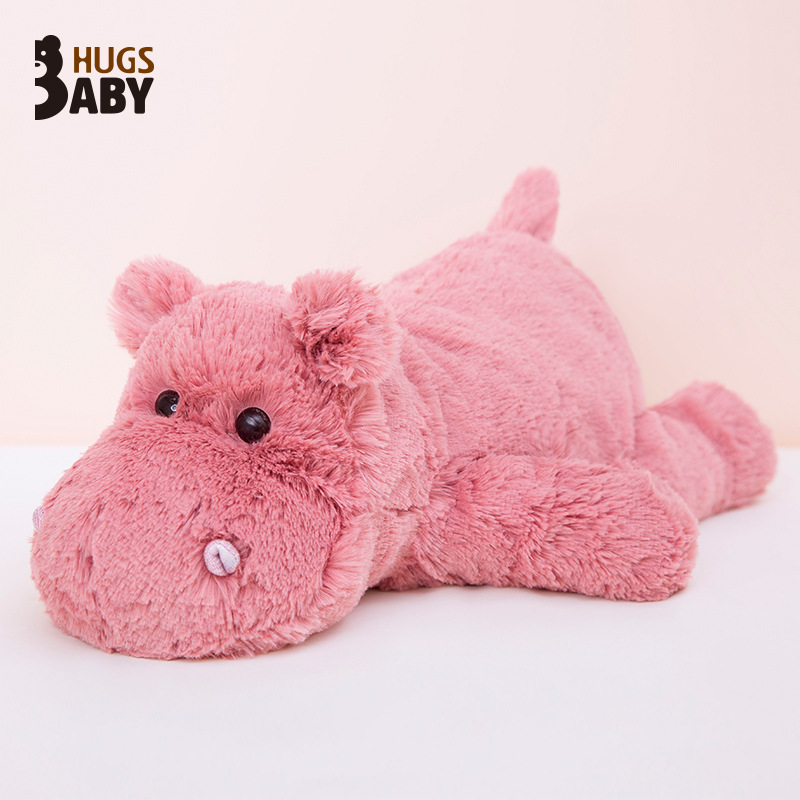 Juguete de peluche de cocodrilo y León tumbado suave y perezoso, almohada para dormir para niños, muñeco de bebé de hipopótamo rosa, regalo