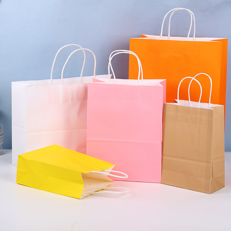 Bolsa de papel Kraft impresión LOGO regalo ropa para llevar hornear leche té envasado de alimentos bolsa de papel portátil