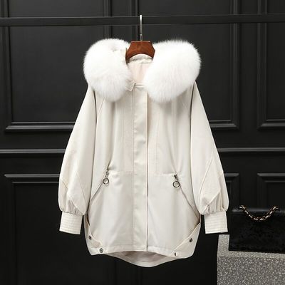 派克服2021新款冬装加厚真狐狸毛领可拆卸獭兔毛内胆皮草休闲外套