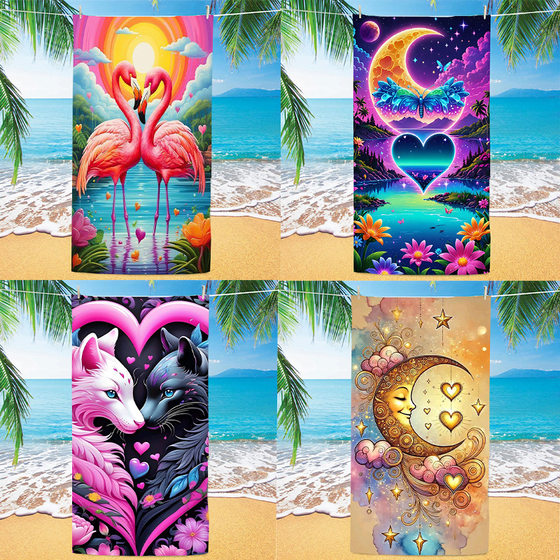 Amazon Microfiber Beach Towel Absorbent Sports Towel Digital Printing Quick-drying Swimming Bath Towel Adult
