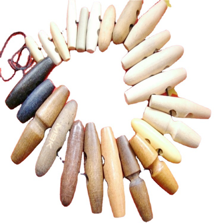 天台维娅厂家直销天然木头制横纽扣椭圆形钮单两孔橄榄扣子工艺品