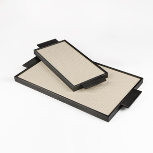 Modern Simple Metal Leather Geometric Rectangular Tray Model Room Sales Office Decoration Decoration Living Room Coffee Table Tray