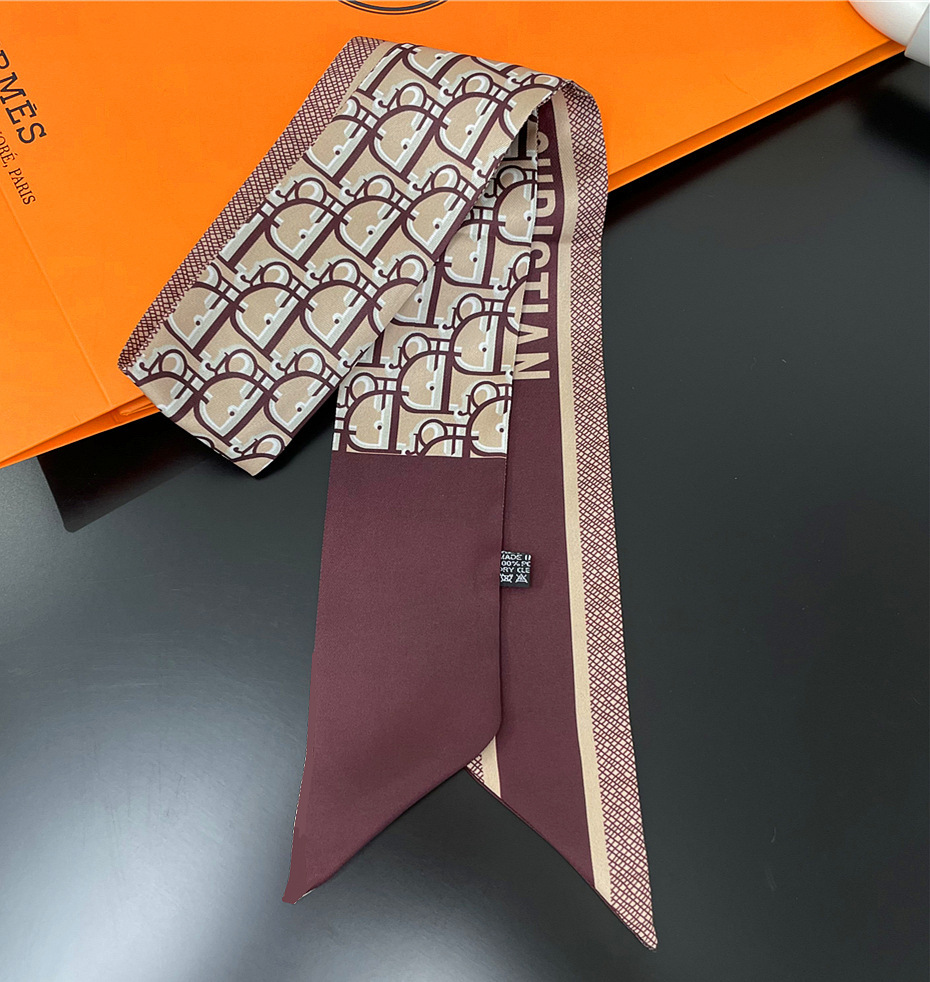 2025 nuevo estilo D bolsa atada bufanda de seda Dai Fei bolsa envuelta asa seda twilly tira larga y estrecha correa correa para el cuello cinta