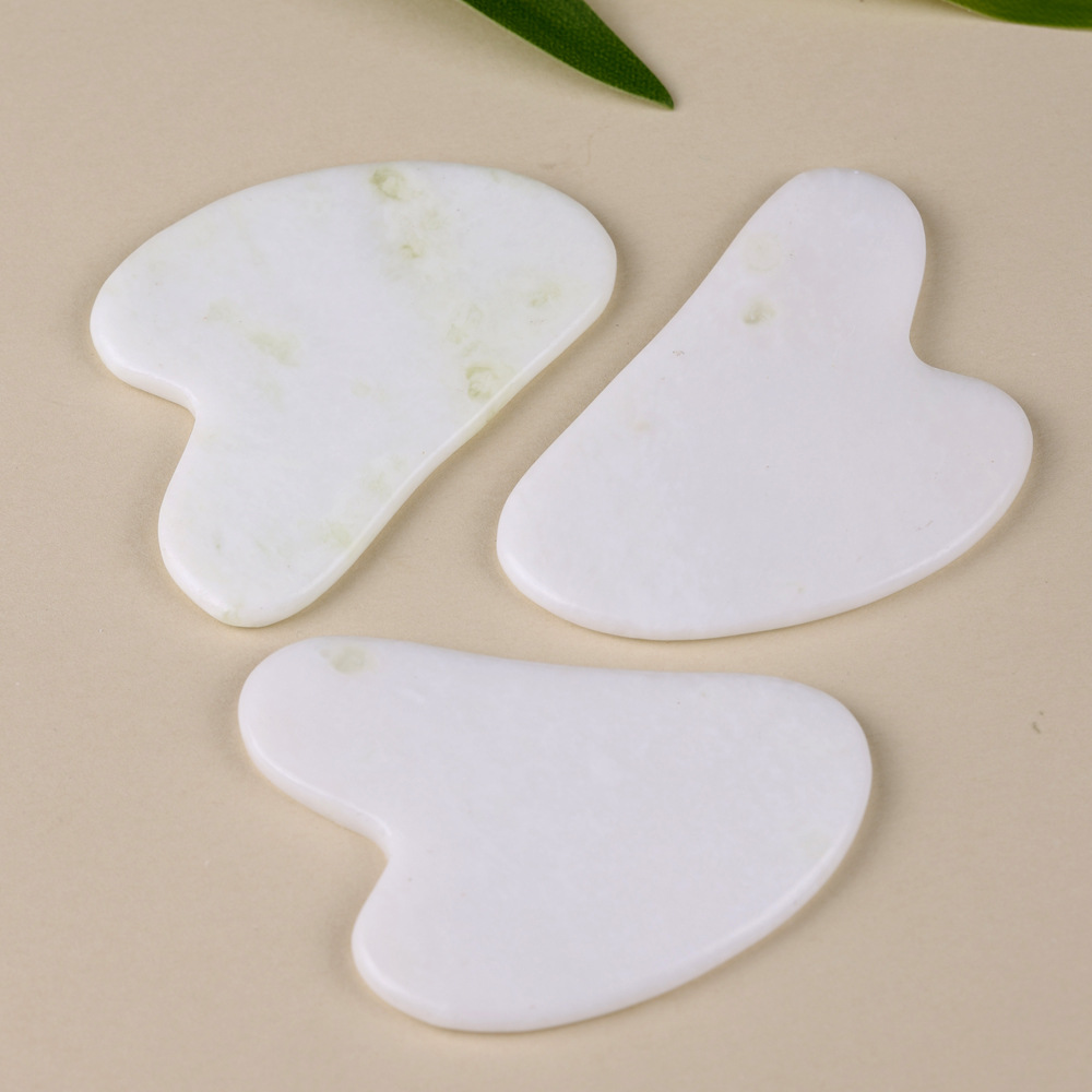 Juego de tres piezas de rodillo de jade natural y tabla de gua sha, dispositivo de belleza para masaje facial, lámina de gua sha facial, fabricante de rodillos de jade
