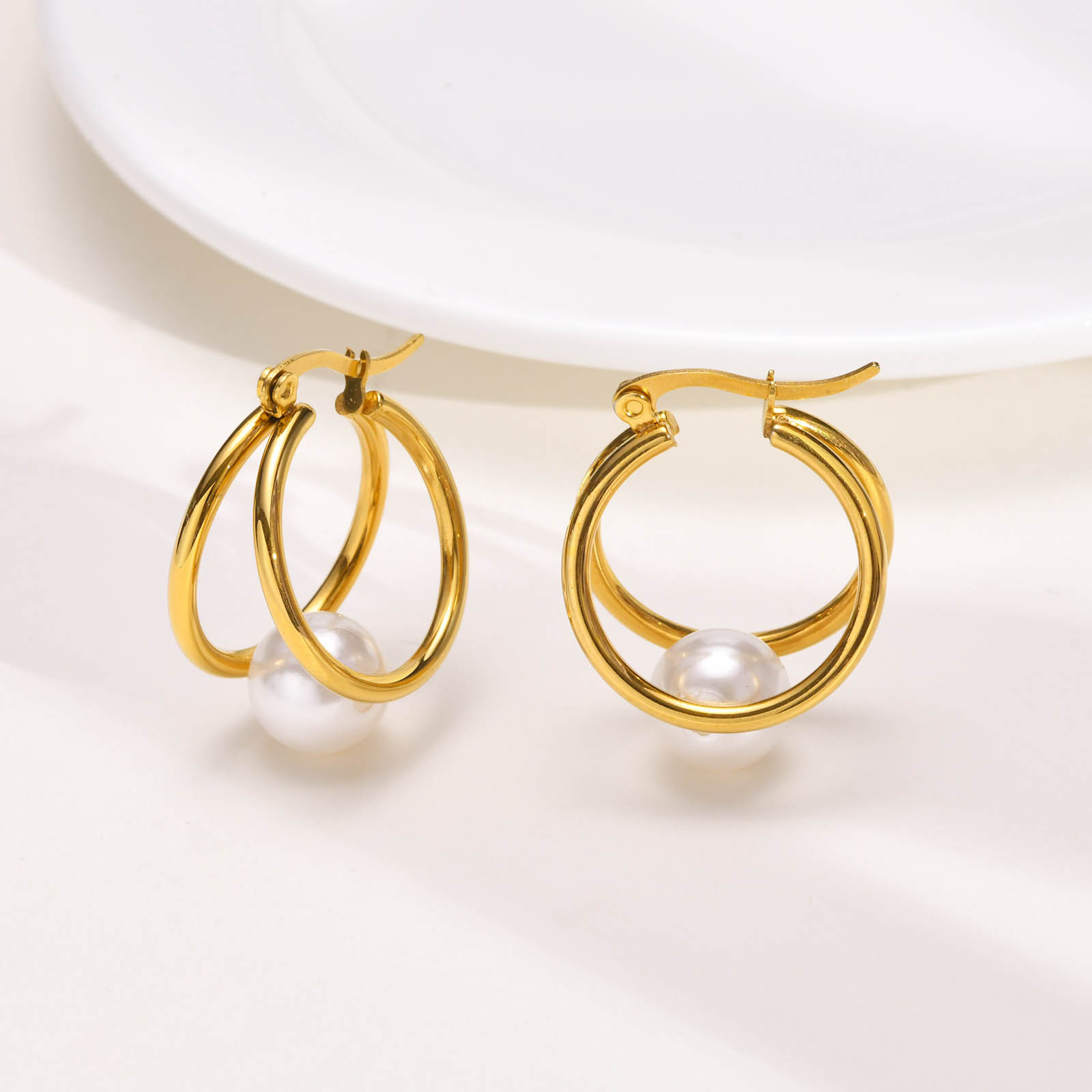 Earrings Classification 304 Stainless Steel Chain Material 1 Pair Quantity 1 Pair Retro Geometric Plating 201 Stainless Steel Gold Plated Stainless Steel Earrings