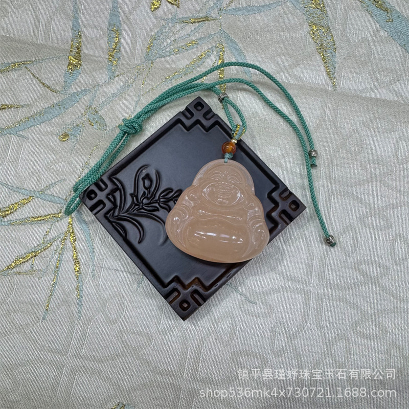 High ice lotus root pink Afghan jade big belly Buddha male pendant light grapefruit color to send girlfriend four color optional live supply