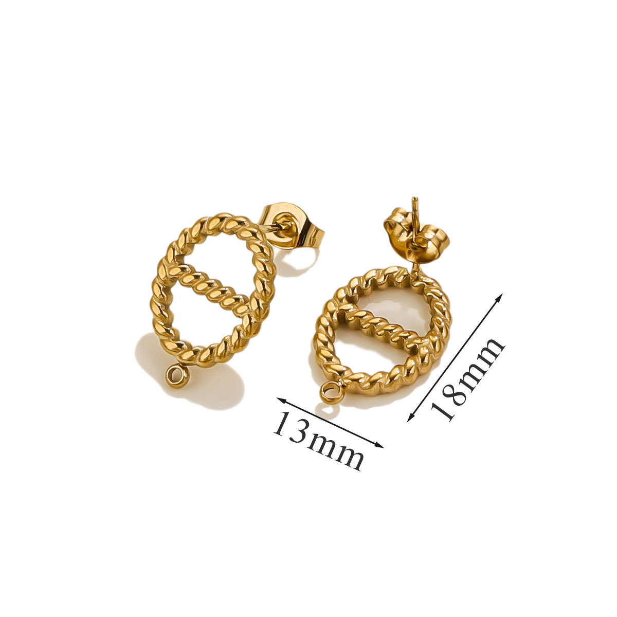 Acero inoxidable chapado en oro 14K nicho accesorios de orejetos de moda con anillo abierto de moda simple DIY orejetos al por mayor