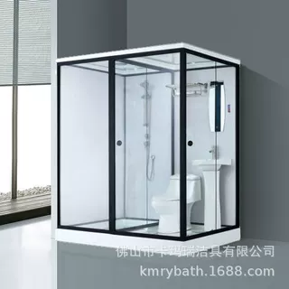 佛山工厂跨境直销定制尺寸内含马桶灯浴室柜一体式集成整体淋浴房