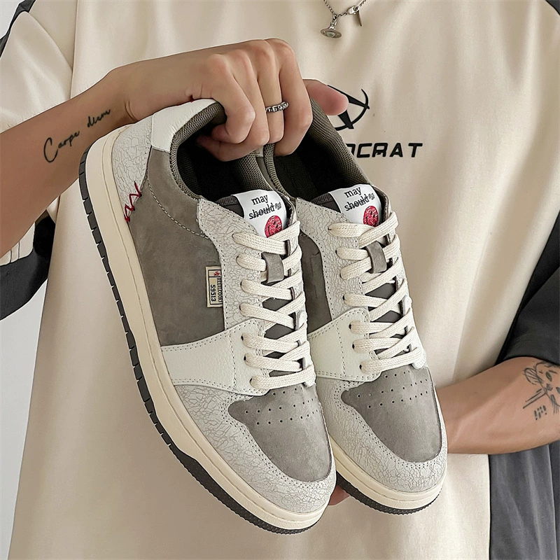 Кроссовки мужские нишевые дизайнерские ощущения 2024 осень новая пара ретро кожаная повседневная дышащая универсальная мужская обувь