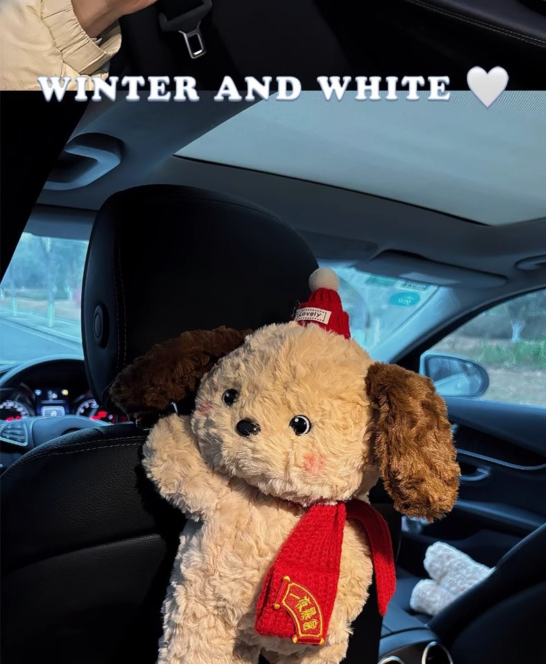 Car Tissue Box Creative Cute Puppy Decoration Paper Box Car Hanging Car Tissue Bag Car Paper Box