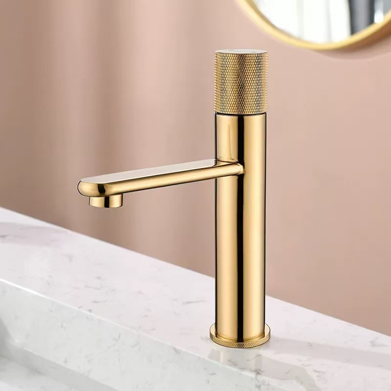 Grifo Mezclador para Lavabo de Cobre con Agua Fría y Caliente para Baño