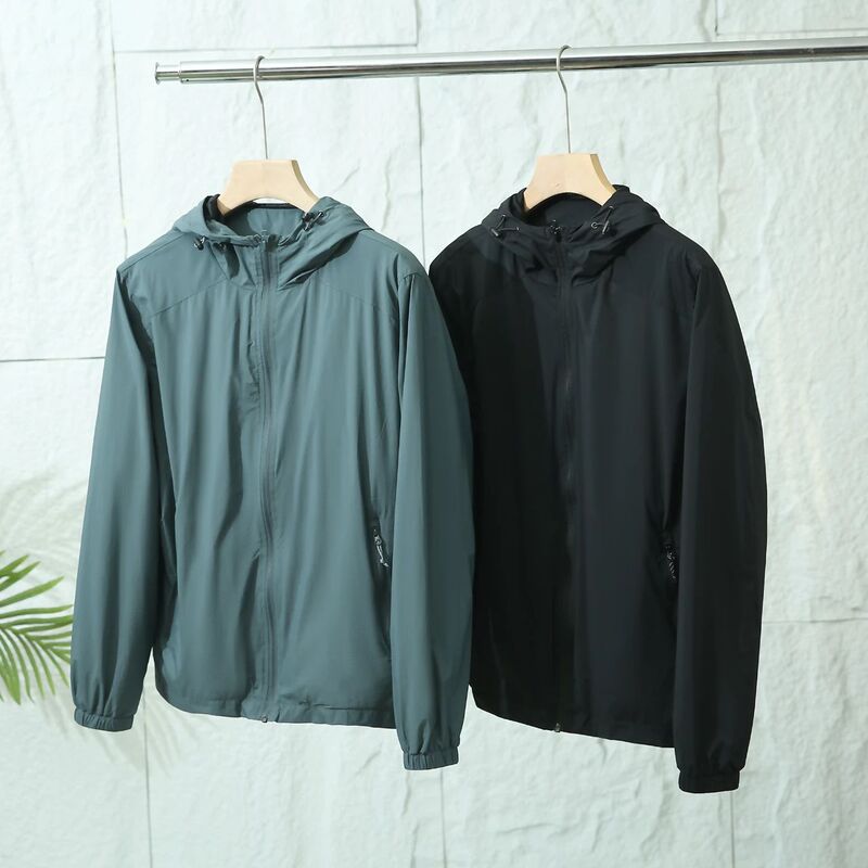 Spring and Autumn Men's Lightweight Double-layer Woven Outdoor Casual Windproof and Rainproof Jacket Multi-scene Practical Hooded Jacket