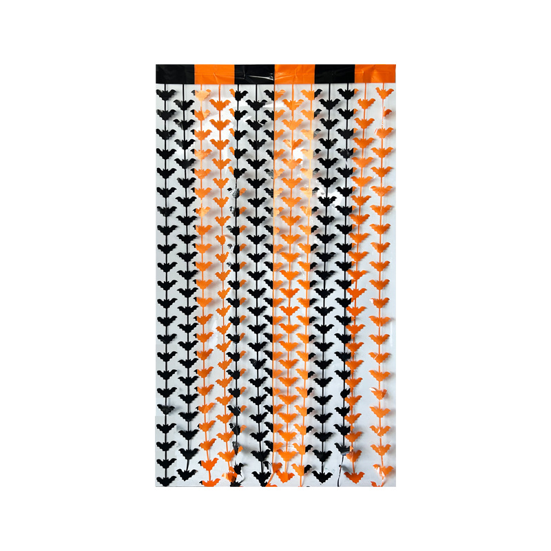 Transfronterizo 2m murciélago cortina de seda de lluvia Halloween nuevo producto decoración fiesta suministros láser calabaza araña esqueleto cortina de seda de lluvia