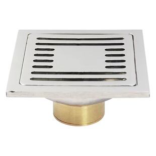 Cross-border 304 stainless steel floor drain 6mm square bamboo pattern small side drain toilet balcony odor-proof copper core floor drain